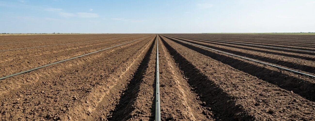 Soil preparation and field layout for a commercial Paulownia Clon InVitro 112® plantation. · AI-generated